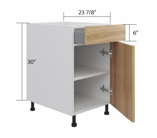 Natural Wood Base Cabinet (1 Drawer + 1 Door)