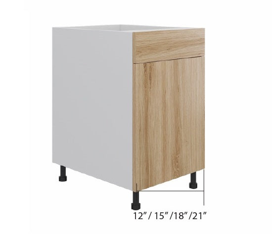 Natural Wood Base Cabinet (1 Drawer + 1 Door)