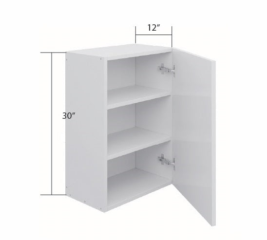 White Single Shaker Wall Cabinet 1 Full Door (30")