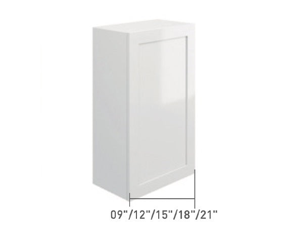 White Single Shaker Wall Cabinet 1 Full Door (30")