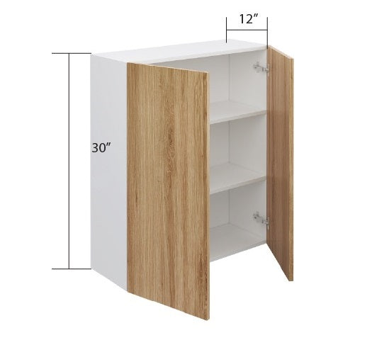 Natural Wood Wall Cabinet 2 Door (30")