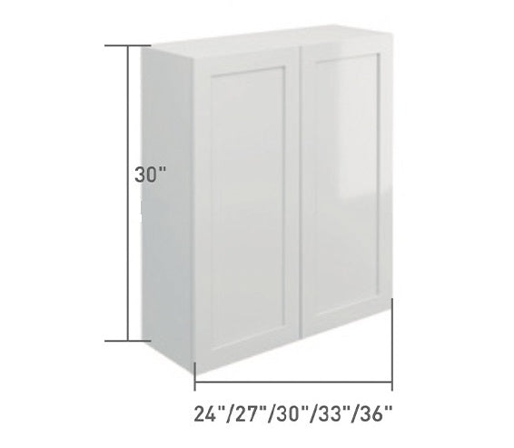 White Single Shaker Wall Cabinet 2 Door (30")