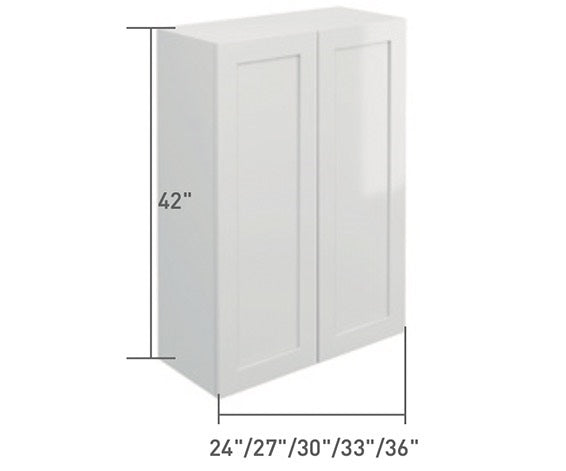 White Single Shaker Wall Cabinet 2 Door (42")