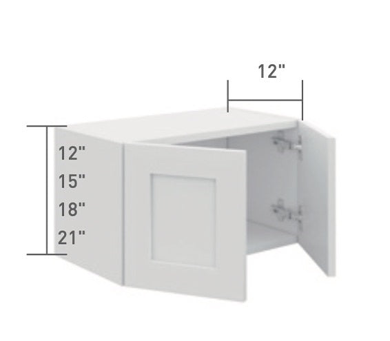 White Slim Shaker Wall Short Cabinet 2 Doors (12",15",18",21")