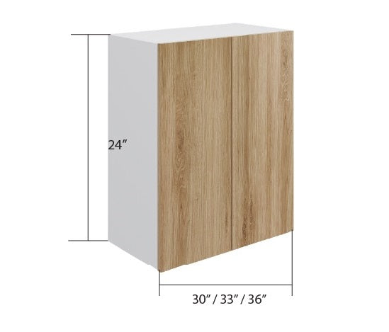 Natural Wood Wall Short Cabinet 2 Doors (24")