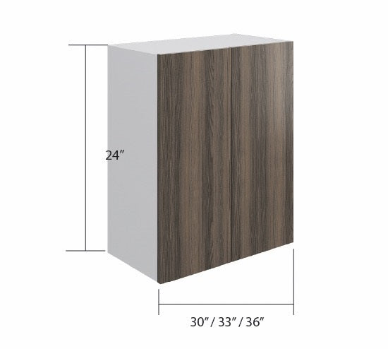Smoked Oak Wall Short Cabinet 2 Doors (24")