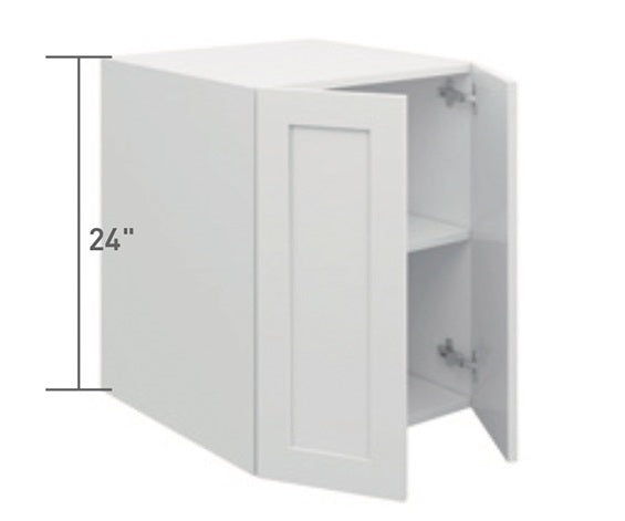 White Single Shaker Wall Short Cabinet 2 Doors (24")