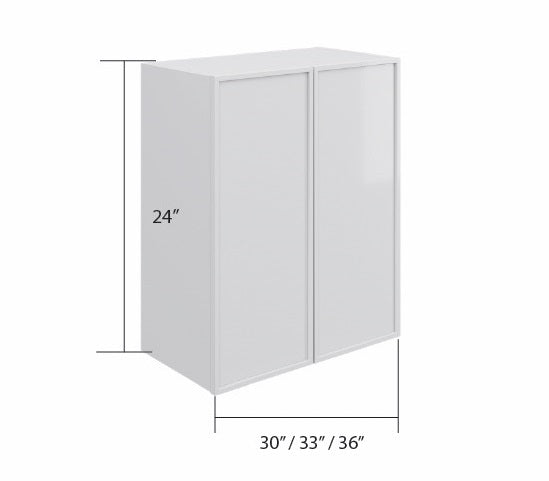 White Slim Shaker Wall Short Cabinet 2 Doors (24")