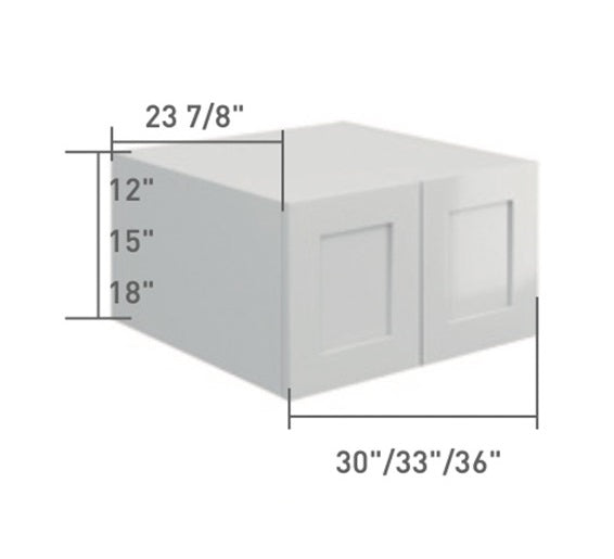 Gray Single Shaker Wall Cabinet Fridge 2 Door (12",15",18")