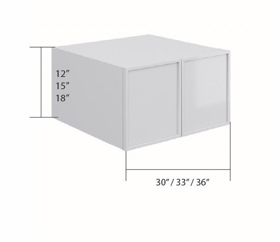 White Slim Shaker Wall Cabinet Fridge 2 Door (12",15",18")