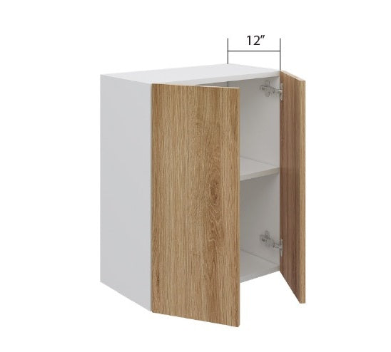 Natural Wood Wall Cabinet Fridge 2 Door (24")