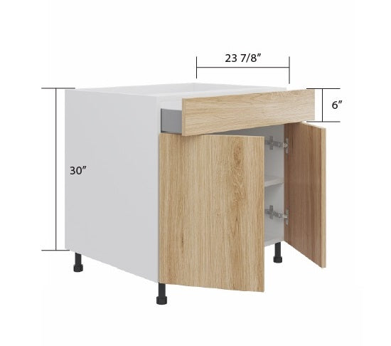 Natural Wood Base Cabinet (1 Drawer + 2 Door)