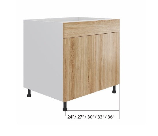 Natural Wood Base Cabinet (1 Drawer + 2 Door)