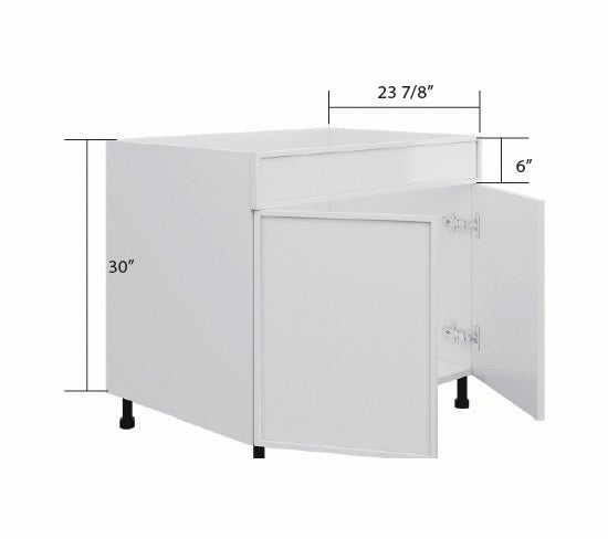 White Slim Shaker Sink Base Cabinet (1 FK Drawer + 2 Door)
