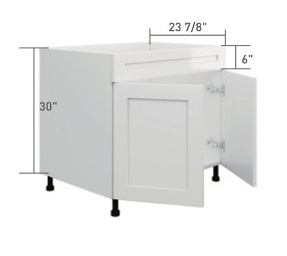 White Single Shaker Sink Base Cabinet (1 FK Drawer + 2 Door)