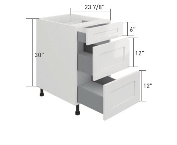 Gray Single Shaker 3 Drawers Base Cabinet