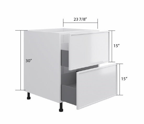 White Slim Shaker Base Cabinet 2 Drawer