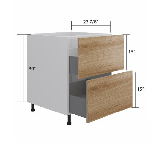 Natural Wood Base Cabinet 2 Drawer