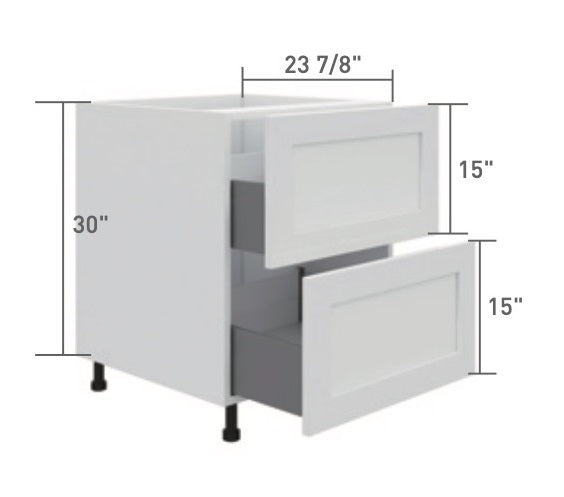 White Single Shaker Base Cabinet 2 Drawer