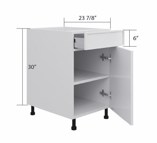White Slim Shaker Base Cabinet (1 Drawer + 1 Door)