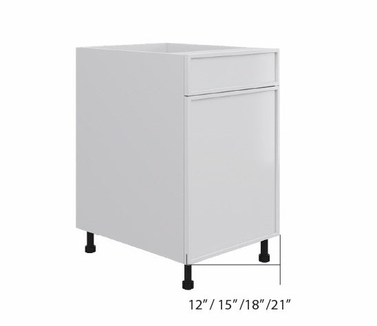 White Slim Shaker Base Cabinet (1 Drawer + 1 Door)