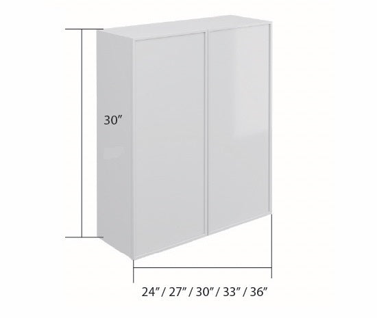 Gray High Gloss Wall Cabinet 2 Door (30")