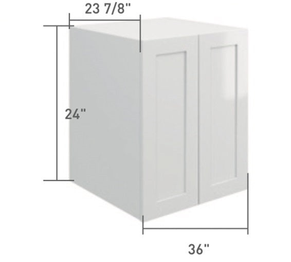 White Single Shaker Wall Cabinet Fridge 2 Door (24")