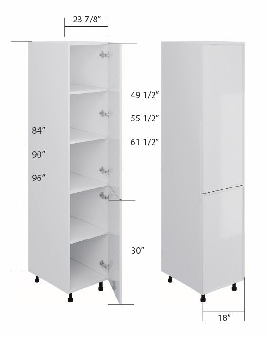 White High Gloss Pantry Cabinet 1 Side Door
