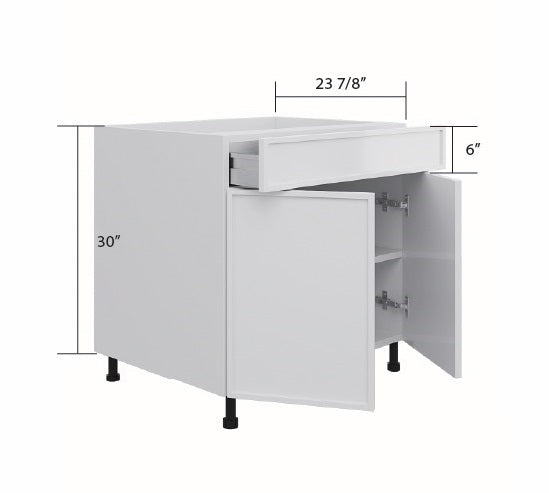 Gray High Gloss Base Cabinet (1 Drawer + 2 Door)