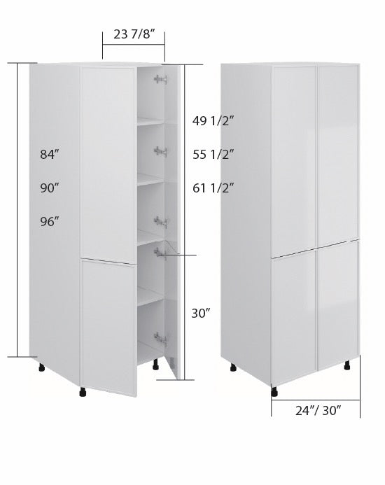 Gray High Gloss Pantry Cabinet 2 Full Door