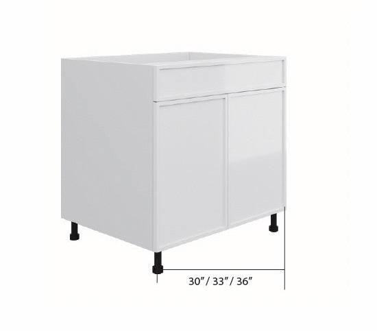 Gray High Gloss Sink Base Cabinet (1 FK Drawer + 2 Door)