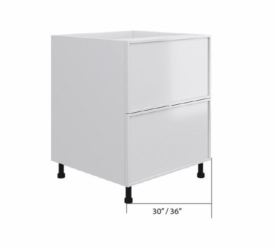 White High Gloss Base Cabinet 2 Drawer