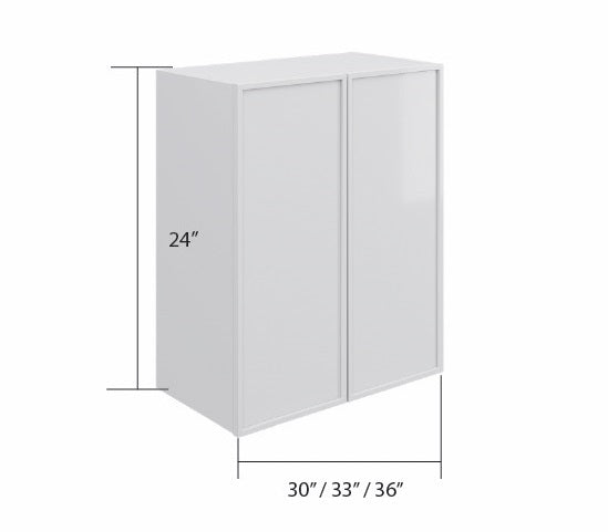 White Slim Shaker Wall Short Cabinet 2 Doors (24")