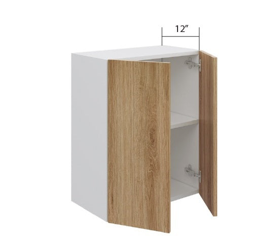 Natural Wood Wall Cabinet Fridge 2 Door (24")