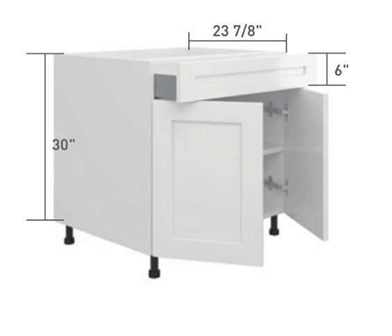 White Single Shaker Base Cabinet (1 Drawer + 2 Door)