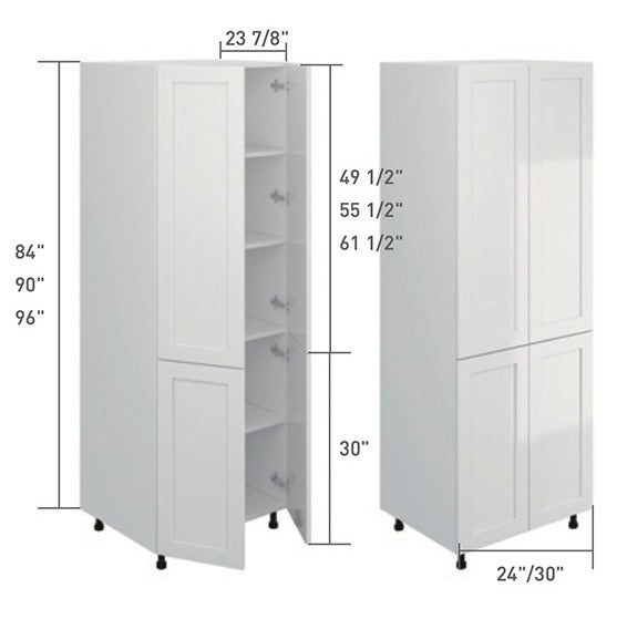 White Single Shaker Pantry Cabinet 2 Full Door