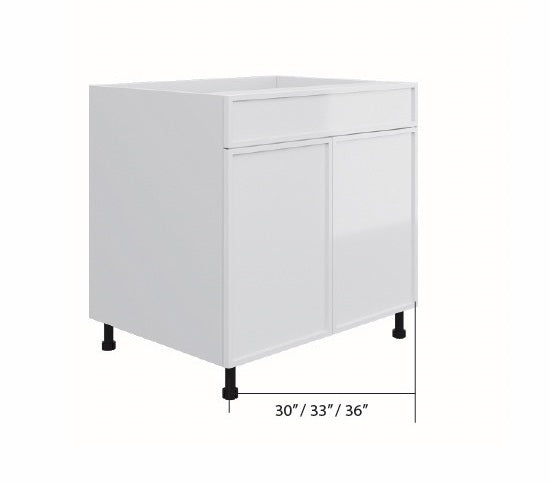 White Slim Shaker Sink Base Cabinet (1 FK Drawer + 2 Door)