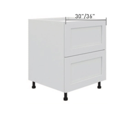 White Single Shaker Base Cabinet 2 Drawer