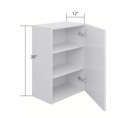 White High Gloss Wall Cabinet 1 Full Door (30")