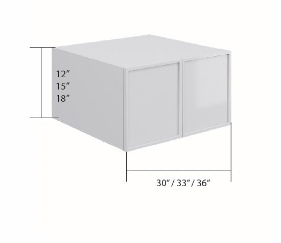 Ash High Gloss Wall Cabinet Fridge 2 Door (12",15",18")