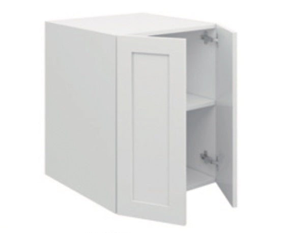 White High Gloss Wall Cabinet Fridge 2 Door (24")