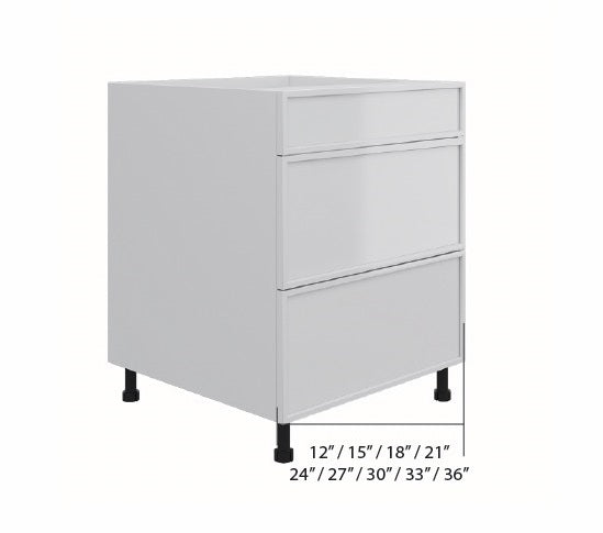 Ash High Gloss 3 Drawers Base Cabinet