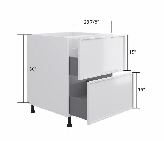 White High Gloss Base Cabinet 2 Drawer